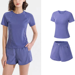 Women Gym Yoga Wear Sport High Waist Short Pocket Run Women Sportswear Fitness Outfi Push Up Quick Drying Summer Sport Clothing