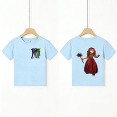 Kids T - Shirt with Scary Cartoon Girl Graphic, Unique Design for Children, Top - Quality Fabric, Perfect Choice for Casual Wear