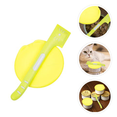 1Set Pet Food Can Lid Set Dishwasher Safe Flexible Tpr Sealed Cover Spoon for Dog Cat Puppy Feeding Freshness Leak Proof