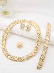 Dubai Jewelry Set For Woman 18K Gold Plated Luxury Necklace Earrings Bracelet and Ring Set Jewelry Wedding Party Trending