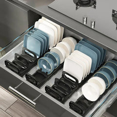 Kitchen Cabinet Dish Storage Rack Drawer Built-in Dish Drain Rack Plate Divider Storage Rack Kitchen Accessories Organizer