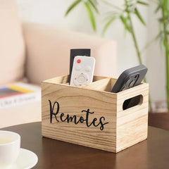 1 Piece Wooden Organizer with 2 Compartments - Multifunctional Organizer for Remote Control, Glasses, Watches & Stationery - Per
