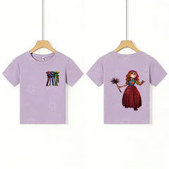 Kids T - Shirt with Scary Cartoon Girl Graphic, Unique Design for Children, Top - Quality Fabric, Perfect Choice for Casual Wear