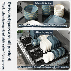 Kitchen Cabinet Dish Storage Rack Drawer Built-in Dish Drain Rack Plate Divider Storage Rack Kitchen Accessories Organizer