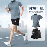 Fitness clothes - Men's sports suit, summer short-sleeved T-shirt, marathon professional training running shorts