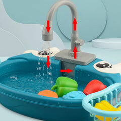 Kids Mini Sink Kitchen Toy Set Dishwashing Simulated Educational Play House Games Sink Set Children Christmas Gift Kitchen Toys