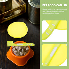 1Set Pet Food Can Lid Set Dishwasher Safe Flexible Tpr Sealed Cover Spoon for Dog Cat Puppy Feeding Freshness Leak Proof
