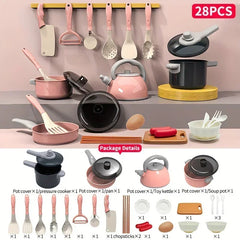 Kids Kitchen Set with Realistic Cooking Tools Creative Role Play Toys for Boys and Girls Gifts for Children's Imaginative Play