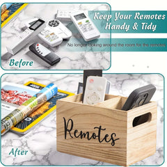 1 Piece Wooden Organizer with 2 Compartments - Multifunctional Organizer for Remote Control, Glasses, Watches & Stationery - Per