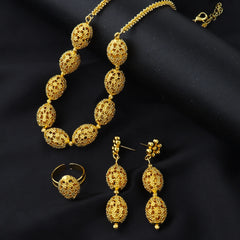 women jewelry set indian arabic african ethiopian golden color jewelry set Hollow Out Oval Necklace Earrings Ring free shipping