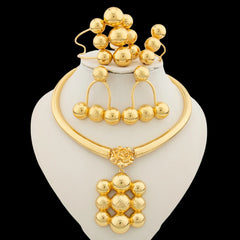 Jewelry Set for Women Luxury Pendant Necklace and Dangle Earrings Weddings Bridal Bangle Ring Set Gifts 