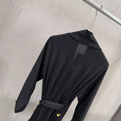 High Street Fashion Heavy Industry Metal DressWomen's New Style Lace Up Waist Elegant Temperament Long Dress