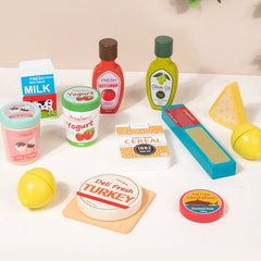 Kids Pretend Play Simulation Kitchen Food Toys Wooden Food Play Set Imitation Game Houseplay Roleplay Toy for Girls Children