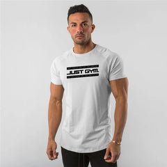 Gym Clothing mens Cotton Roundneck Raglan Sleeves Short-Sleeved Letter Printed Graphic Tees Slim Fitness Basic Causal Wear