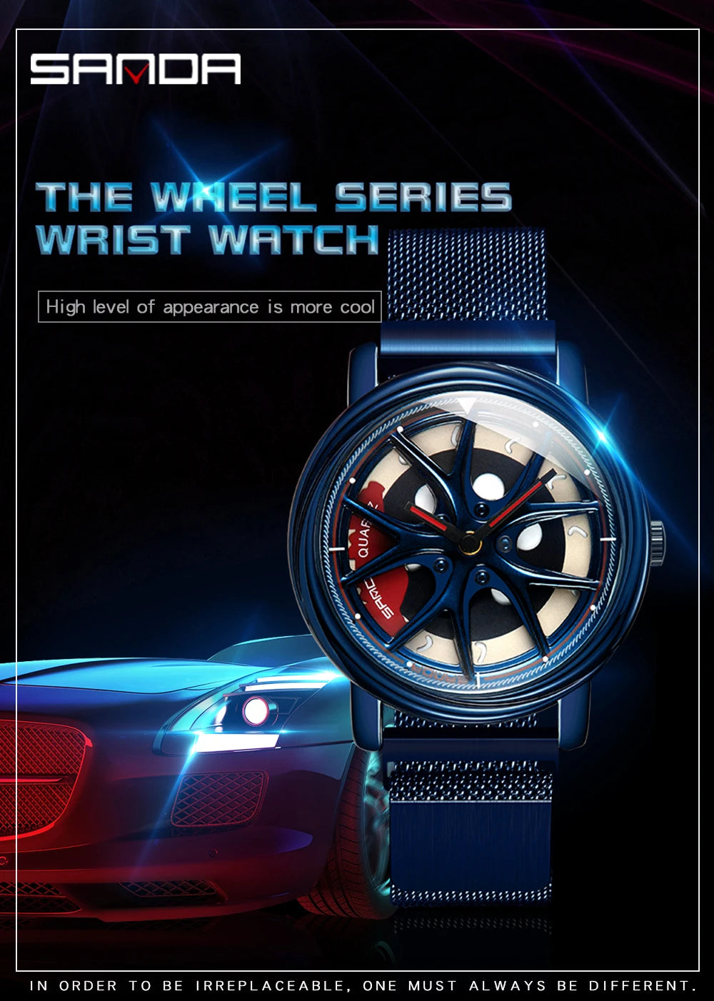 Men Watch Car Wheel Rim Hub Dial Male Wristwatch Skeleton Man Black Waterproof Watches Stainless Steel Quartz Relogio Masculino