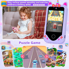 Kids Smart Phone for Boys & Girls 2.8 Inch Touch Screen Kids Toy Phone with Dual Camera ABC Learning Educational Learning Toy