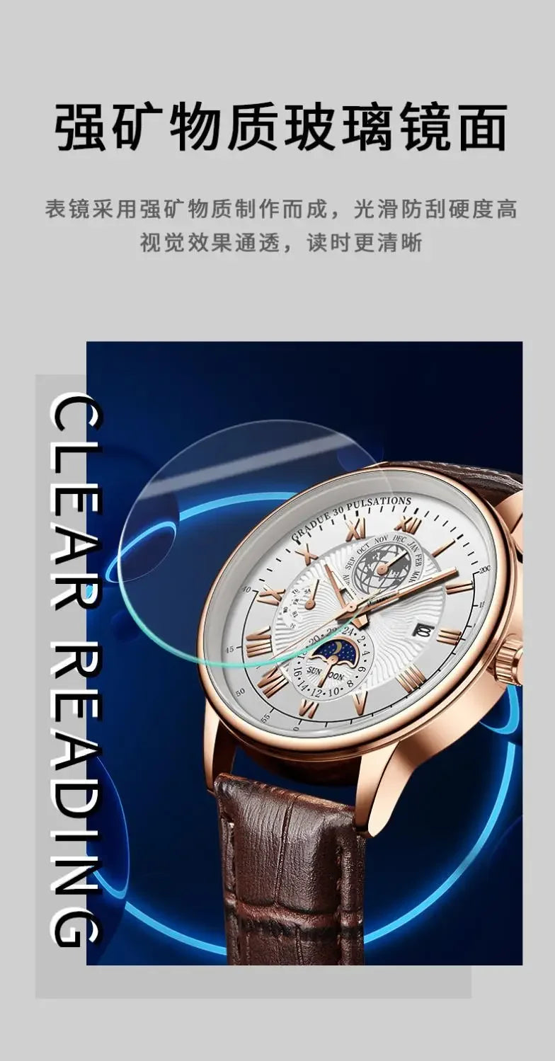 2024 Fashion Men Watch Fashion Top Luxury Sport Men's Wristwatch Waterproof Luminous Leather Date Quartz Watches Man Clock