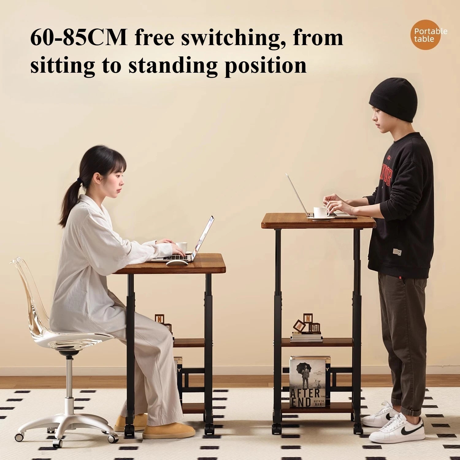 Multi-Functional Small Desk for Bedroom/Dorm/Home Office, Space-Saving Study Table for Students & Lazy Person