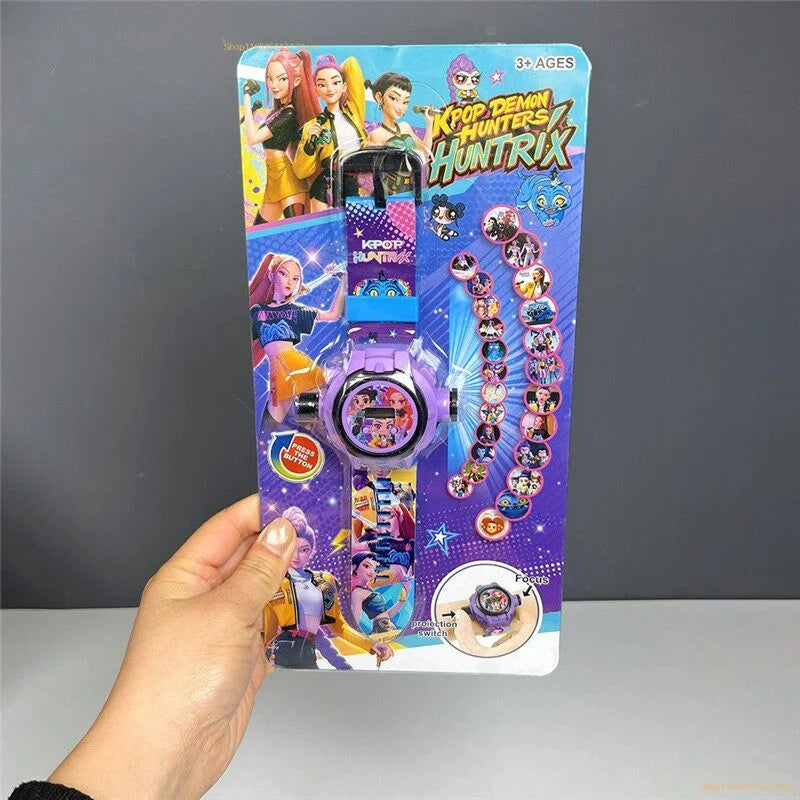 Kids Projection Watch 24 Images Cartoon Digital Electronic Wristwatch Multifunctional Toy Watch for Fans Birthday Party Favors