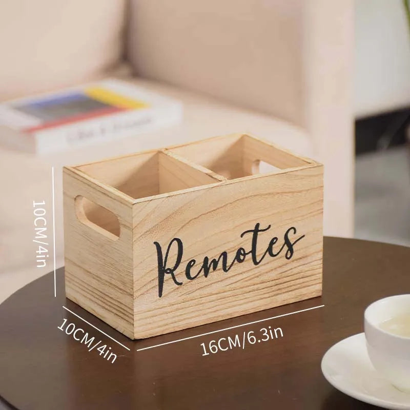 1 Piece Wooden Organizer with 2 Compartments - Multifunctional Organizer for Remote Control, Glasses, Watches & Stationery - Per
