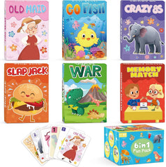 [Kids Card Games for Kids 4-8] 6 Decks Fun Game for Family Game Night Party Table Games, Easter Basket Stocking Stuffers Gifts