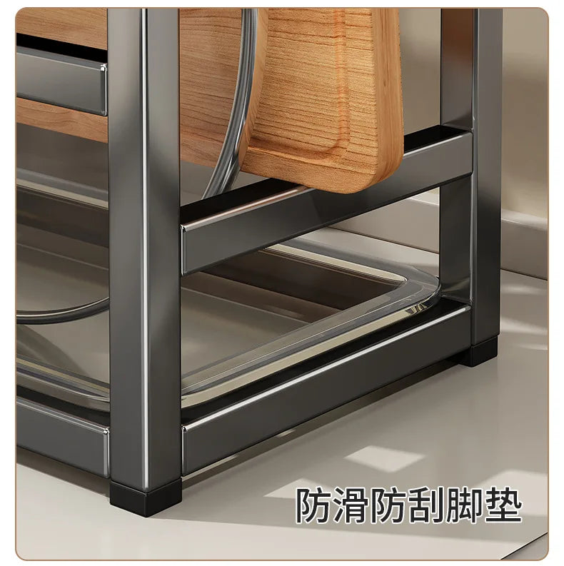 Kitchen knife holder, storage rack, multifunctional kitchen knife cutting board, pot cover integrated storage rack, countertop