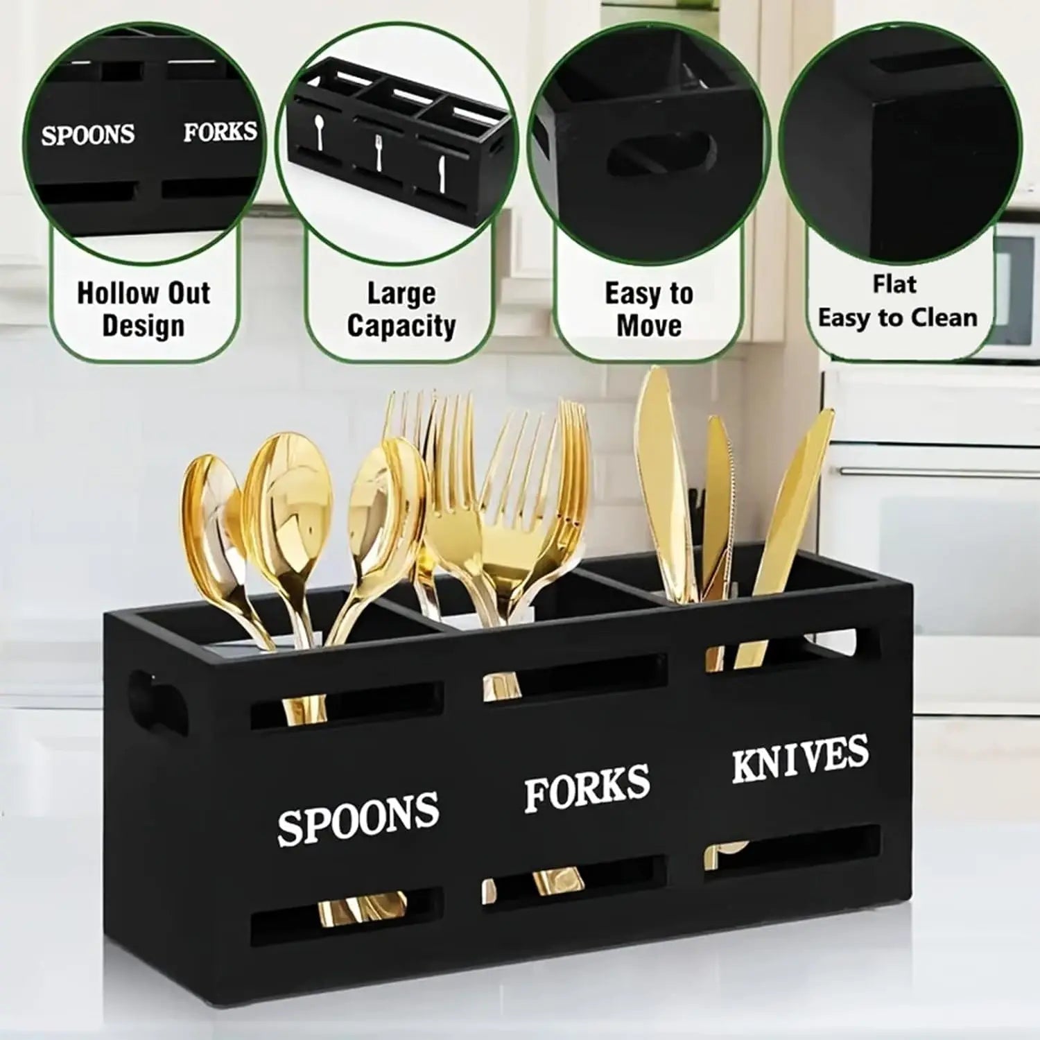 Wooden Cutlery Organizer, Rustic Cutlery Rack, Party Fork Knife Spoon Organizer, Farmhouse Kitchen Cutlery Organizer