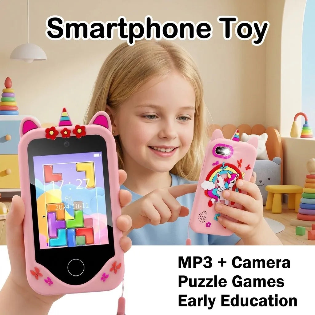 Kids Smart Phone for Boys & Girls 2.8 Inch Touch Screen Kids Toy Phone with Dual Camera ABC Learning Educational Learning Toy