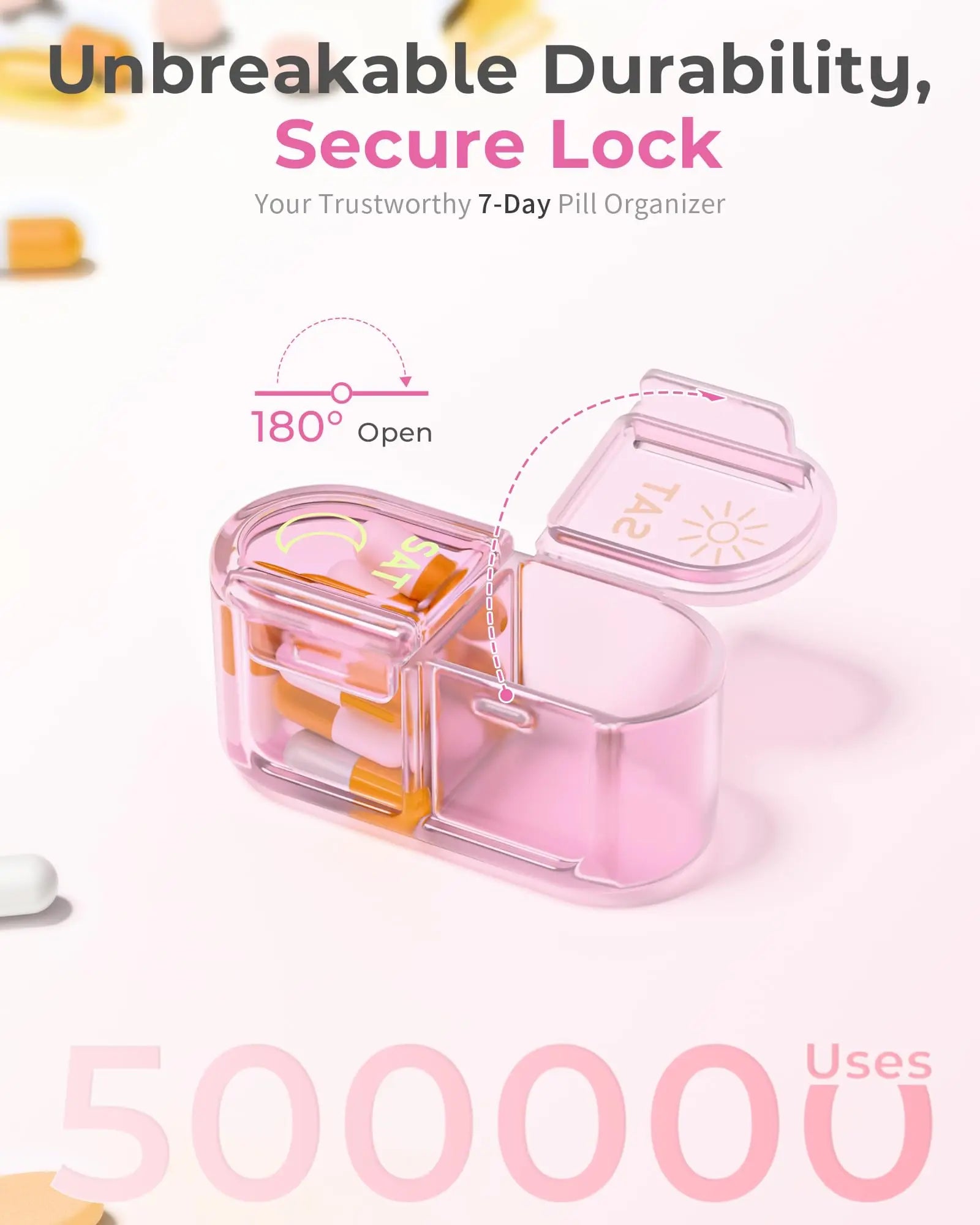 Pill Organizer, Pill Box 7 Day Am & Pm Pill Organizer 7 Days,Weekly Pill Case 2 Times a Day,Medicine Organizer for Travel