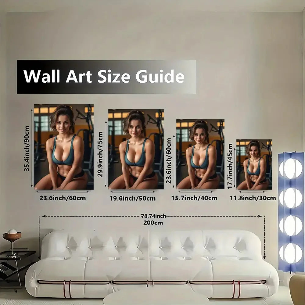 Fitness  Art - Gym Wall Decor, Inspirational Strong Woman Portrait for Home Office Gym Bar Cafe