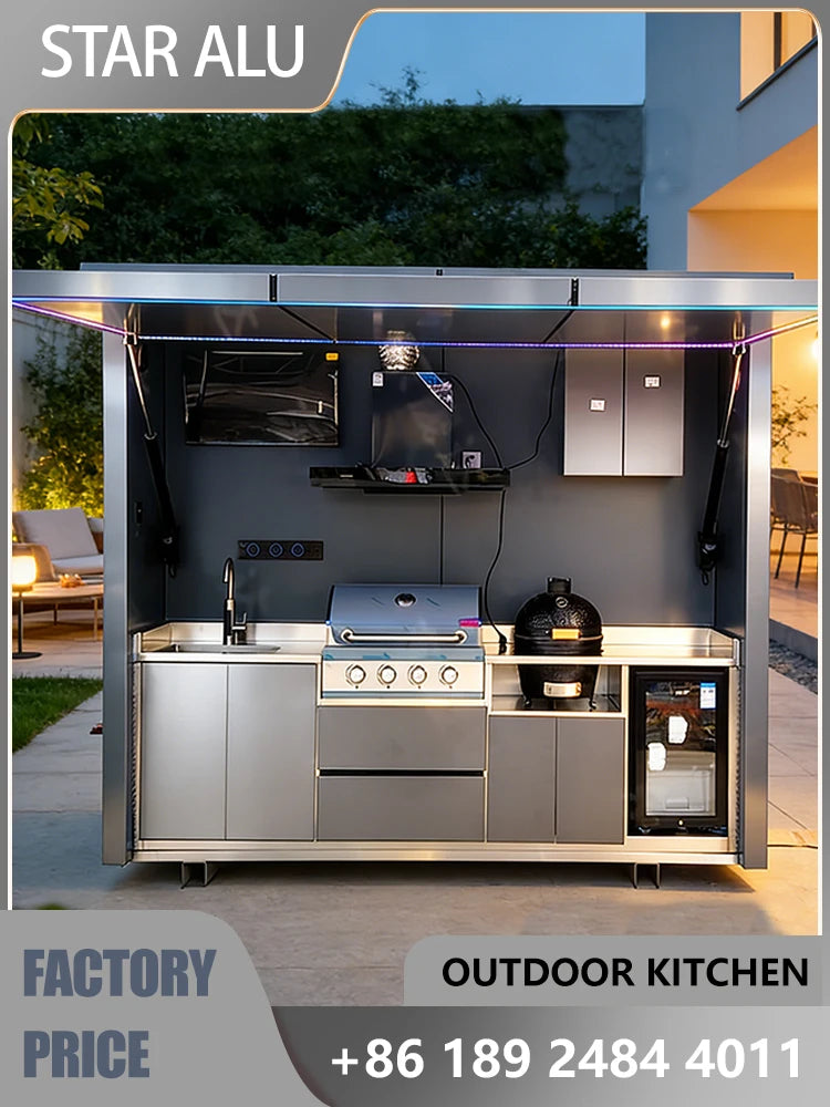 Mobile folding kitchen, outdoor campsite, scenic area, courtyard, barbecue party, high-end open kitchen