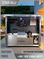 Mobile folding kitchen, outdoor campsite, scenic area, courtyard, barbecue party, high-end open kitchen
