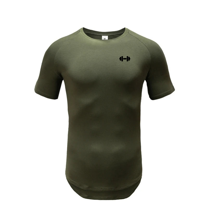 Gym Bodybuilding Workout Clothing Sportswear Mens Casual Short-sleeved Cotton Shirts Summer Fitness Breathable Slim Fit T-Shirts