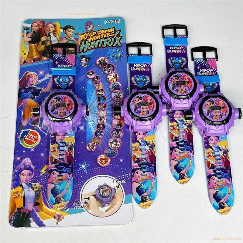 Kids Projection Watch 24 Images Cartoon Digital Electronic Wristwatch Multifunctional Toy Watch for Fans Birthday Party Favors