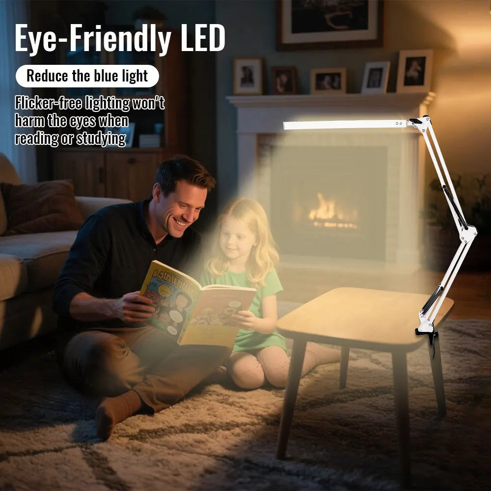 Desk lamp,LED desk lamp with rocker arm,adjustable Angle,10 brightness levels,3 lighting modes,fixture,eye-protecting learning