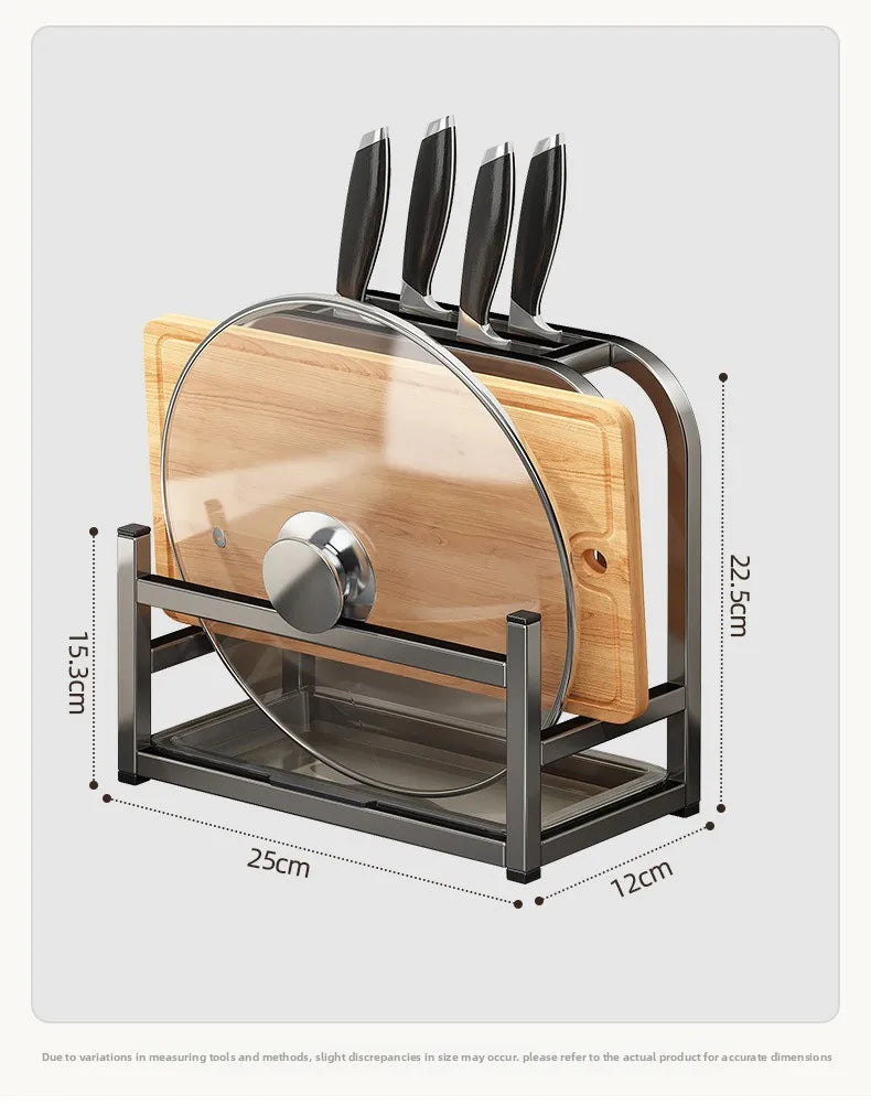 Kitchen knife holder, storage rack, multifunctional kitchen knife cutting board, pot cover integrated storage rack, countertop