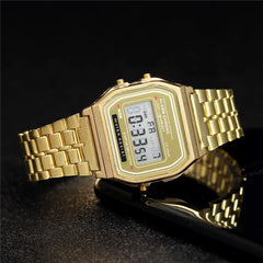 Elegant Digital Watch For Women Gold Silver Stainless Steel Business Ladies Electronic Wrist Watches Man Clock Zegarek Damski