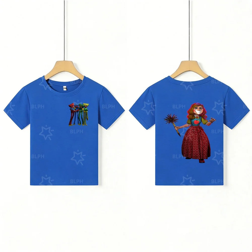 Kids T - Shirt with Scary Cartoon Girl Graphic, Unique Design for Children, Top - Quality Fabric, Perfect Choice for Casual Wear