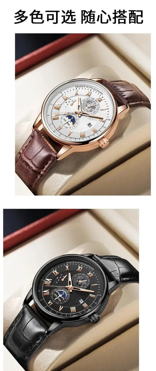 2024 Fashion Men Watch Fashion Top Luxury Sport Men's Wristwatch Waterproof Luminous Leather Date Quartz Watches Man Clock