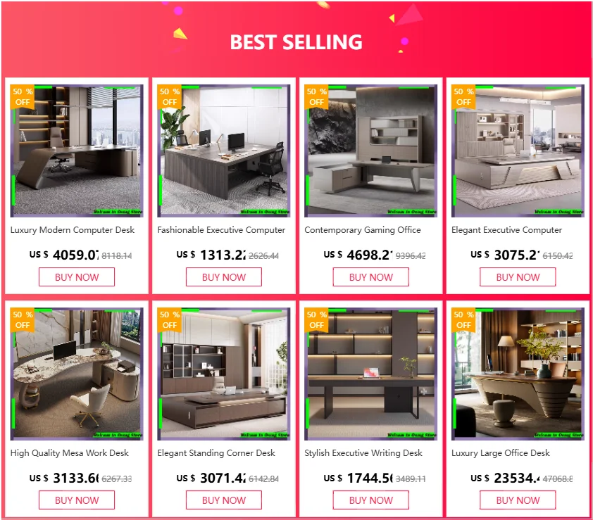 Contemporary Luxury Sedentary Desk Spacious Office Desk Table Standing Design Ideal Modern Workspaces Bureau Home Accessories