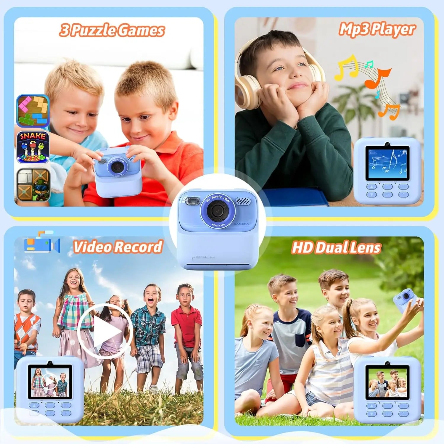 Kid Camera Instant Print Photo Kids Digital Camera Children Video Recorder Toys Pocket Thermal Photo Printer for Boys Girls Gift