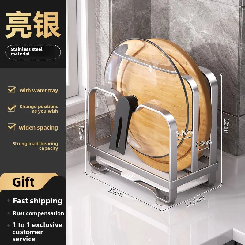 Kitchen knife holder, storage rack, multifunctional kitchen knife cutting board, pot cover integrated storage rack, countertop