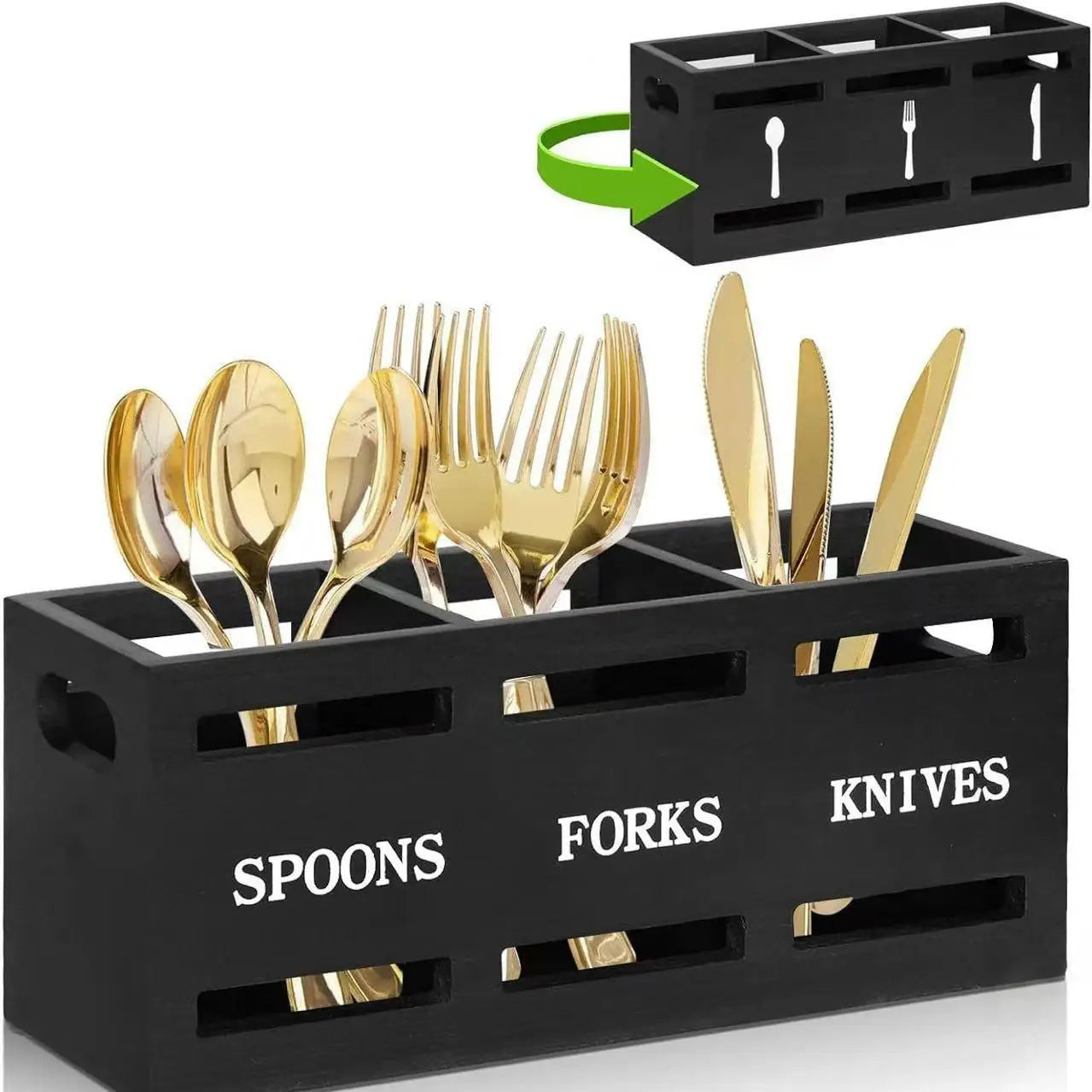 Wooden Cutlery Organizer, Rustic Cutlery Rack, Party Fork Knife Spoon Organizer, Farmhouse Kitchen Cutlery Organizer