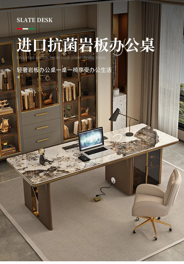 Contemporary Luxury Sedentary Desk Spacious Office Desk Table Standing Design Ideal Modern Workspaces Bureau Home Accessories