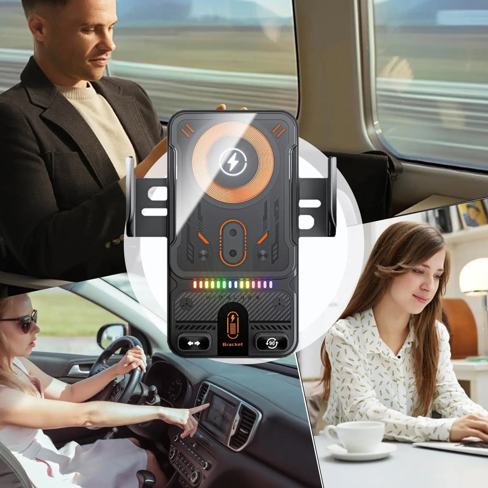 Wireless Charger for Car 15W Fast Charging Air Vent Cradles Auto Clamping Phone Holders for Music Control Video Streaming Daily