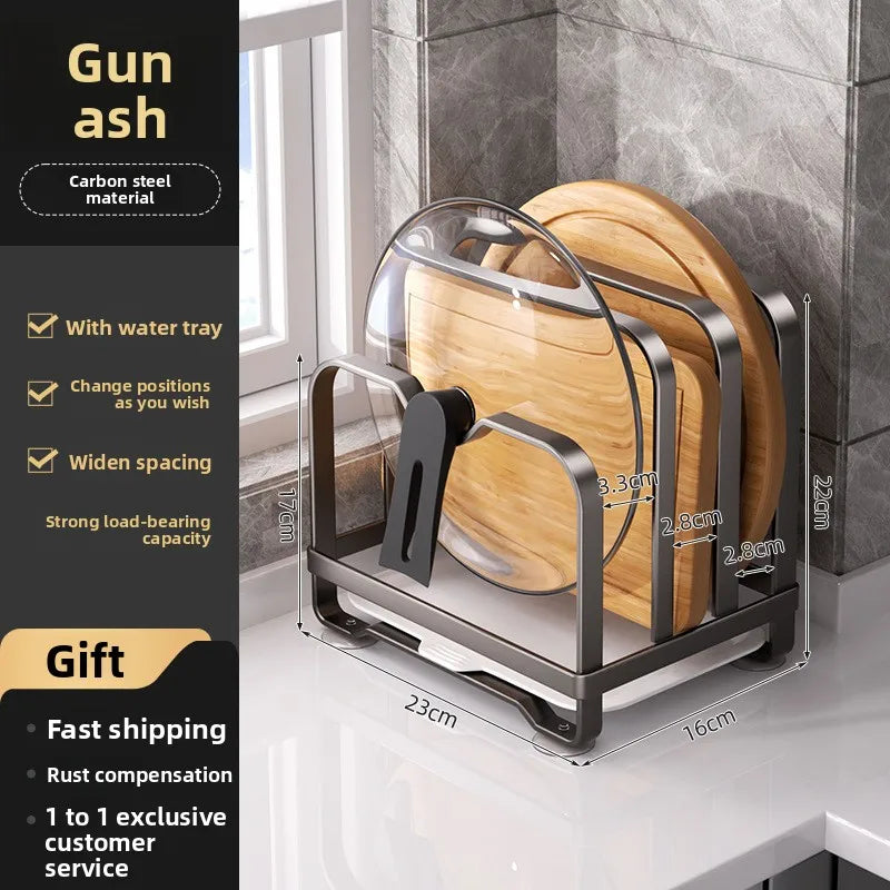 Kitchen knife holder, storage rack, multifunctional kitchen knife cutting board, pot cover integrated storage rack, countertop