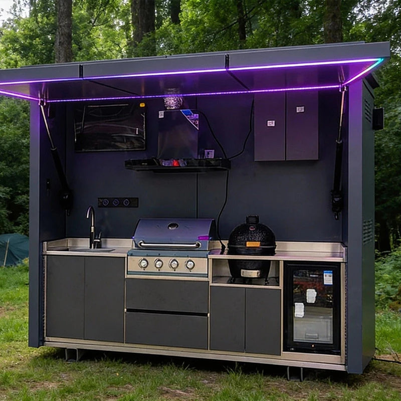 Mobile folding kitchen, outdoor campsite, scenic area, courtyard, barbecue party, high-end open kitchen