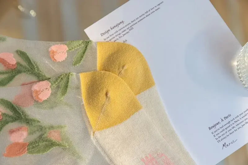 Fashion Sock for Women Summer   Breathable Trendy Casual Women's Socks Cute Fashion Korean Style Transparent Lace Sweet