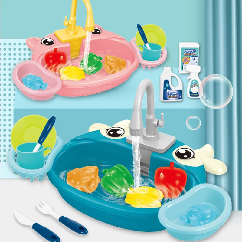 Kids Mini Sink Kitchen Toy Set Dishwashing Simulated Educational Play House Games Sink Set Children Christmas Gift Kitchen Toys