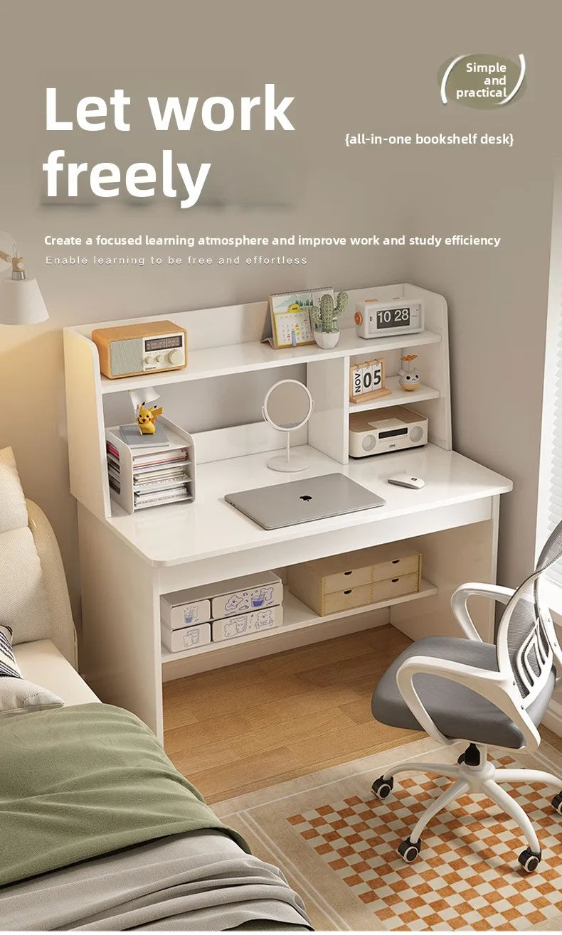 Desk, bookshelf, integrated computer desk, home bedroom, small table for students to learn to write
